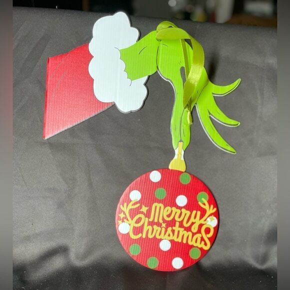 🎄❤️🎄 NEW Christmas Grinch Thief Hand Large Corrugated Plastic Cut Out NWT 12”… - Picture 5 of 5